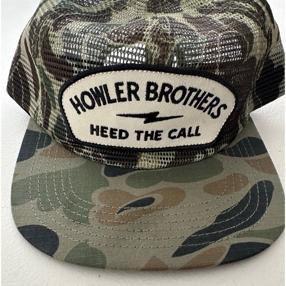 Howler Brothers Feedstore Heed The Call Camo Trucker Hat Mesh Snapback Cap Green